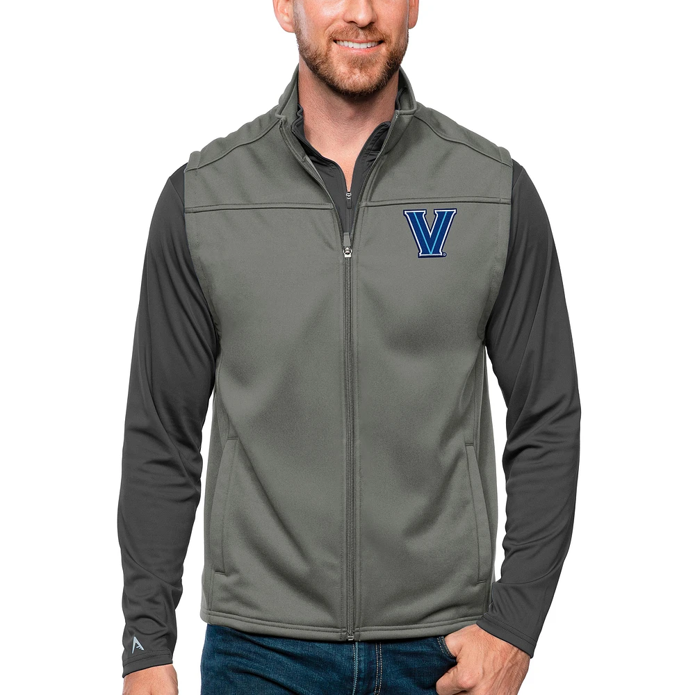 Men's Antigua Steel Villanova Wildcats Links Full-Zip Golf Vest