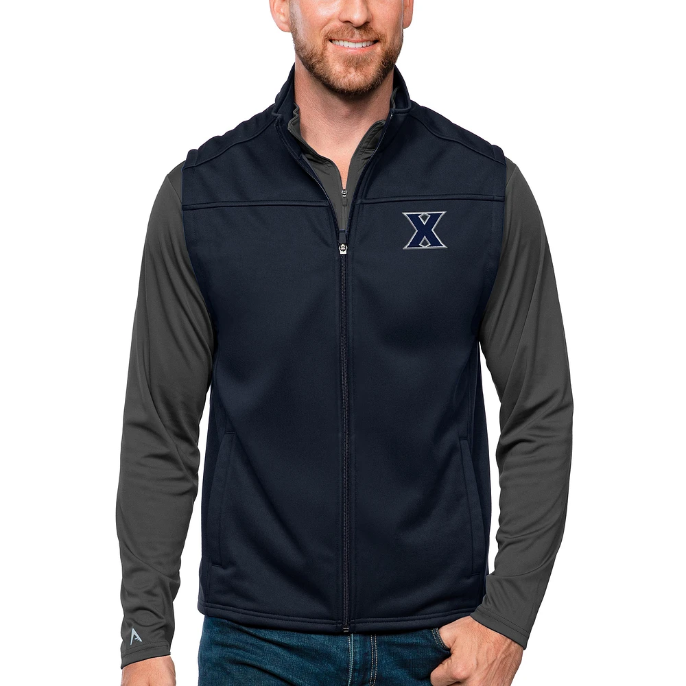 Men's Antigua Navy Xavier Musketeers Links Full-Zip Golf Vest