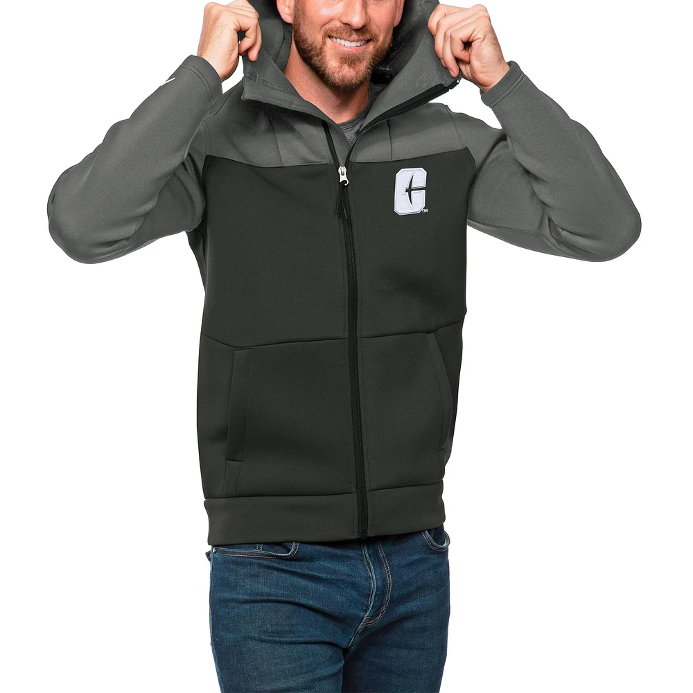 Men's Antigua Steel/Charcoal Charlotte 49ers Protect Full-Zip Hoodie