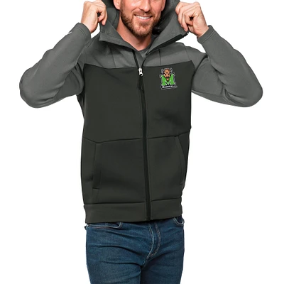 Men's Antigua Steel/Charcoal Marshall Thundering Herd Protect Full-Zip Hoodie