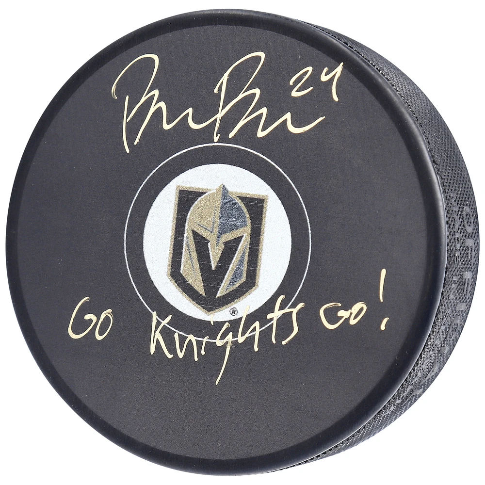 Brendan Brisson Vegas Golden Knights Autographed Hockey Puck with "Go Knights Go!" Inscription