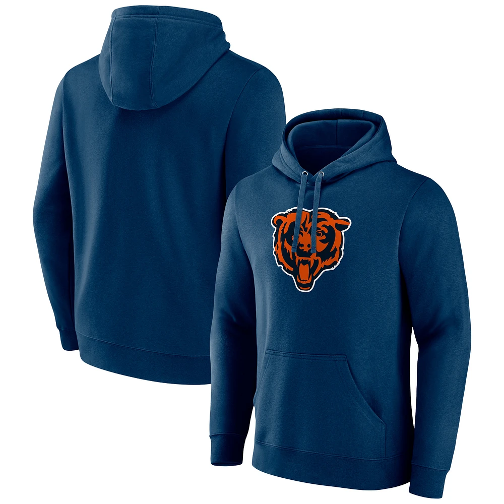 Men's Navy Chicago Bears Primary Team Logo Fitted Pullover Hoodie