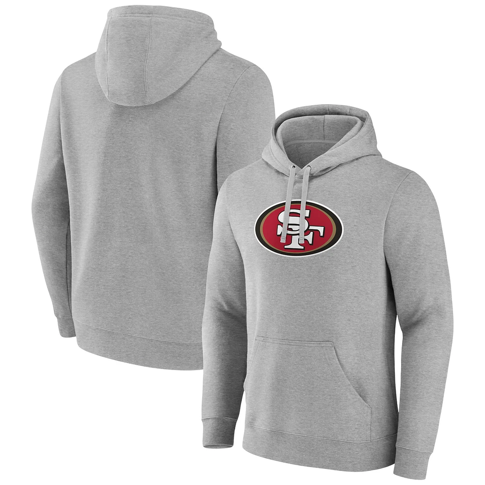 Men's Heather Gray San Francisco 49ers Primary Team Logo Fitted Pullover Hoodie
