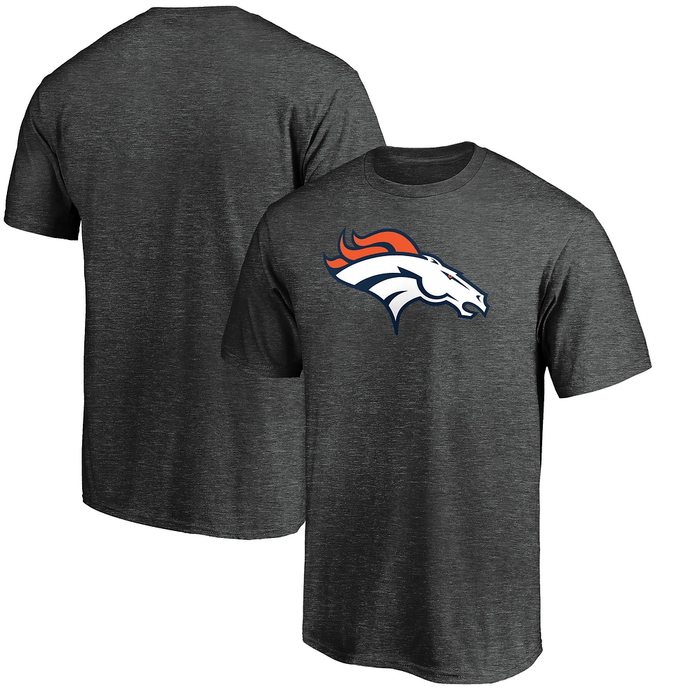 Men's Fanatics Heather Charcoal Denver Broncos Primary Logo T-Shirt