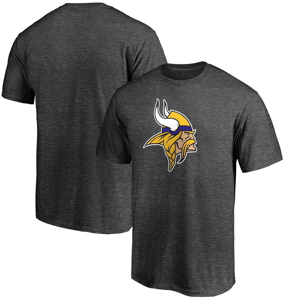 Men's Fanatics Heather Charcoal Minnesota Vikings Primary Logo T-Shirt
