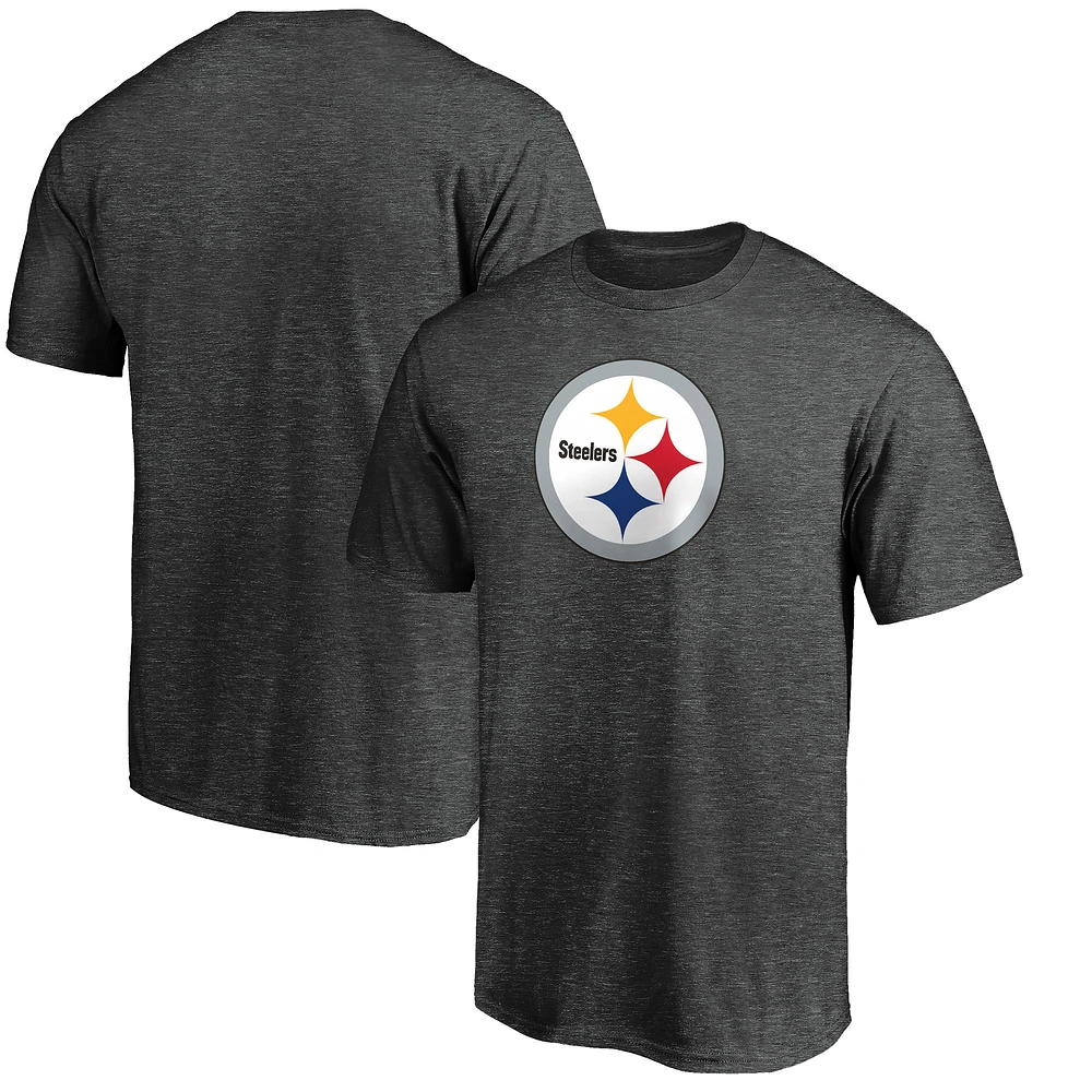 Men's Fanatics Heather Charcoal Pittsburgh Steelers Primary Logo T-Shirt