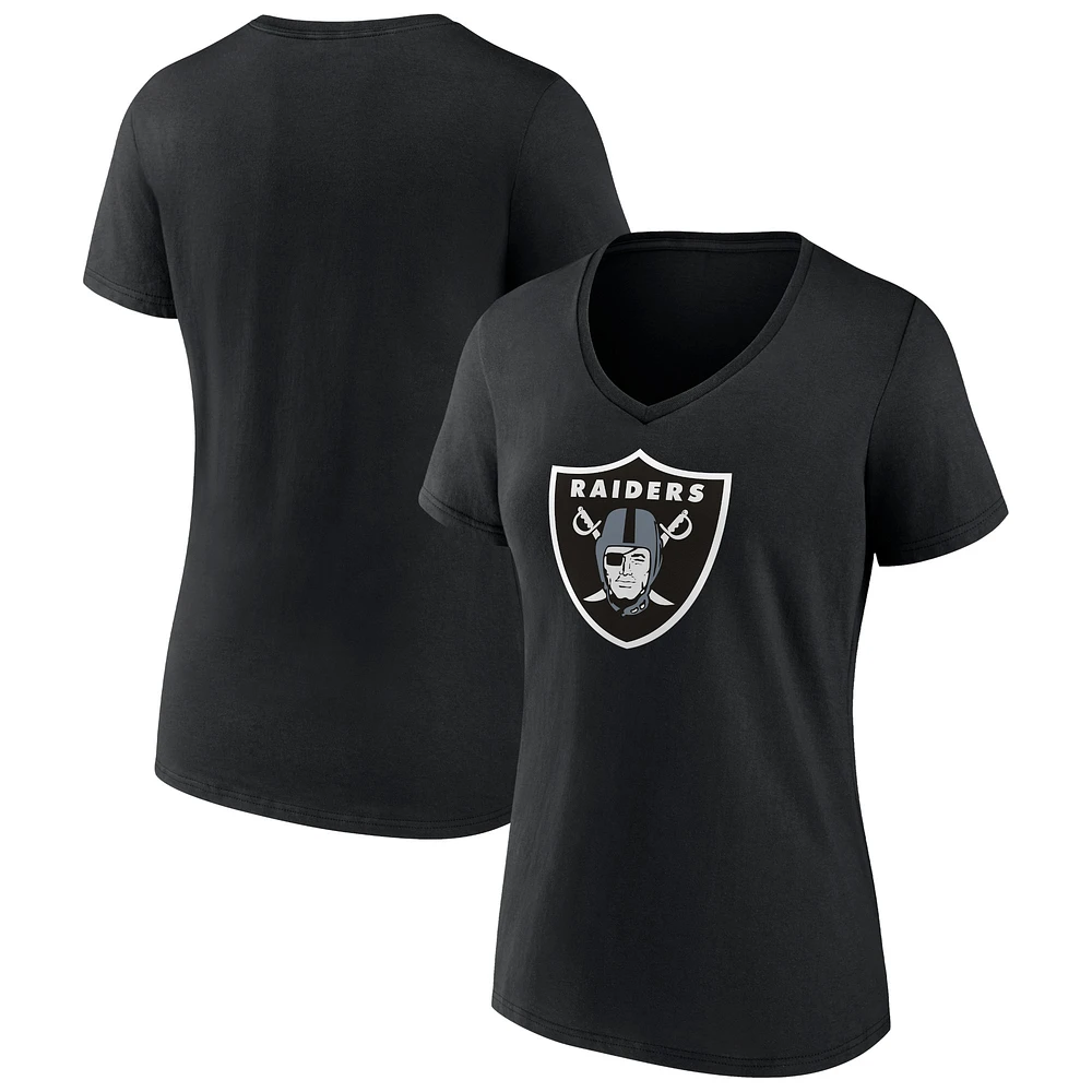 Women's Black Las Vegas Raiders Primary Team Logo V-Neck T-Shirt