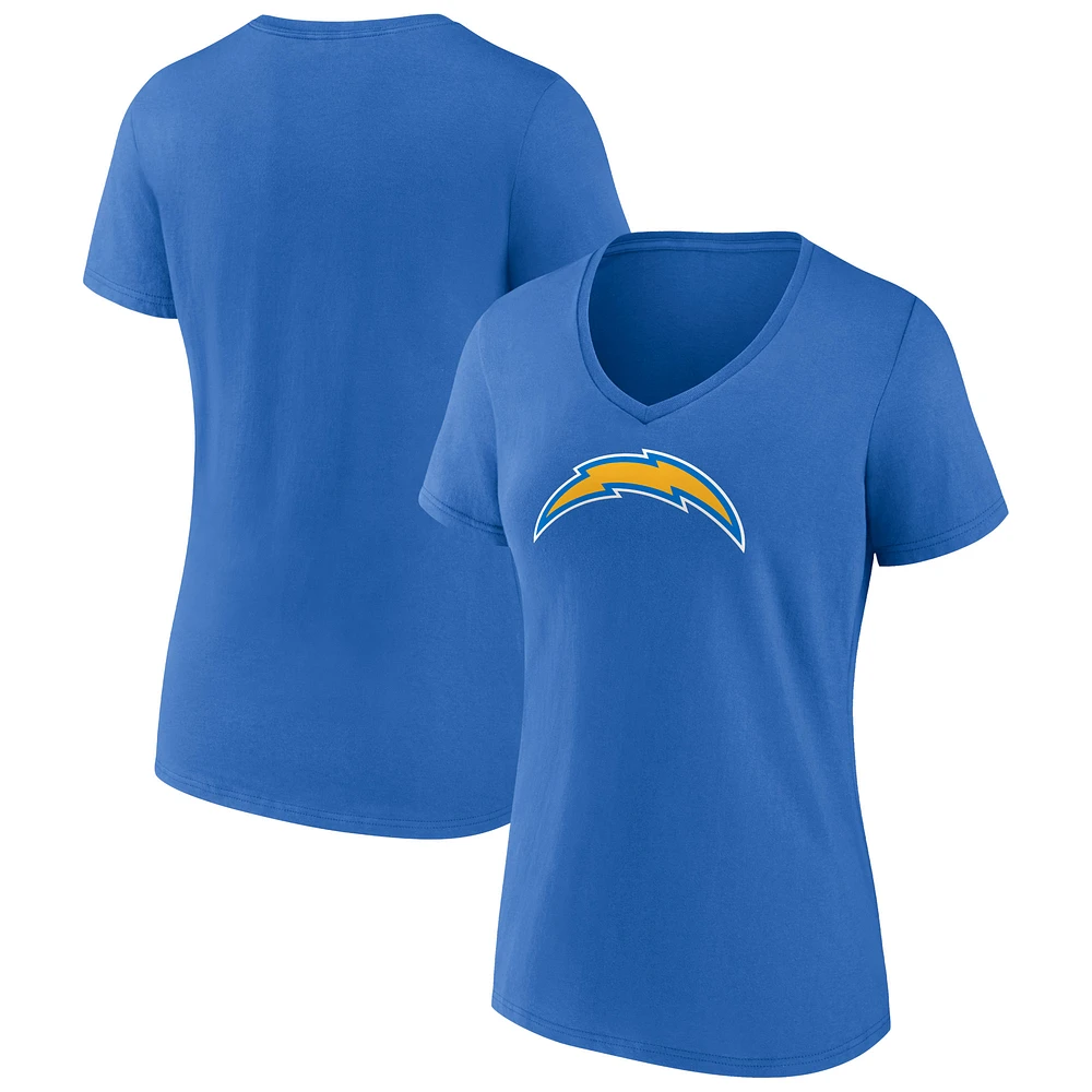Women's Powder Blue Los Angeles Chargers Primary Team Logo V-Neck T-Shirt