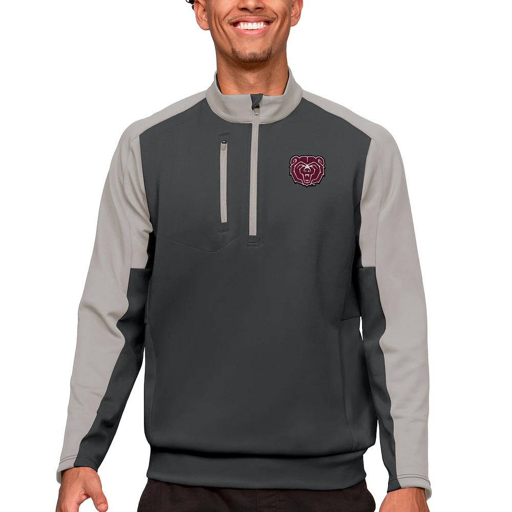Men's Antigua Charcoal/Silver Missouri State University Bears Team Quarter-Zip Pullover Top