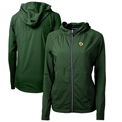 Women's Cutter & Buck Hunter Green Cal Poly Mustangs Adapt Eco Knit Full-Zip Hoodie