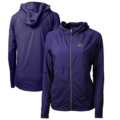 Women's Cutter & Buck Purple ECU Pirates Adapt Eco Knit Full-Zip Hoodie