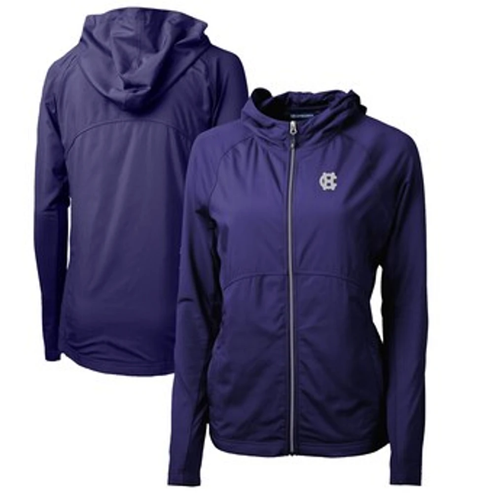 Women's Cutter & Buck Purple Holy Cross Crusaders Adapt Eco Knit Full-Zip Hoodie