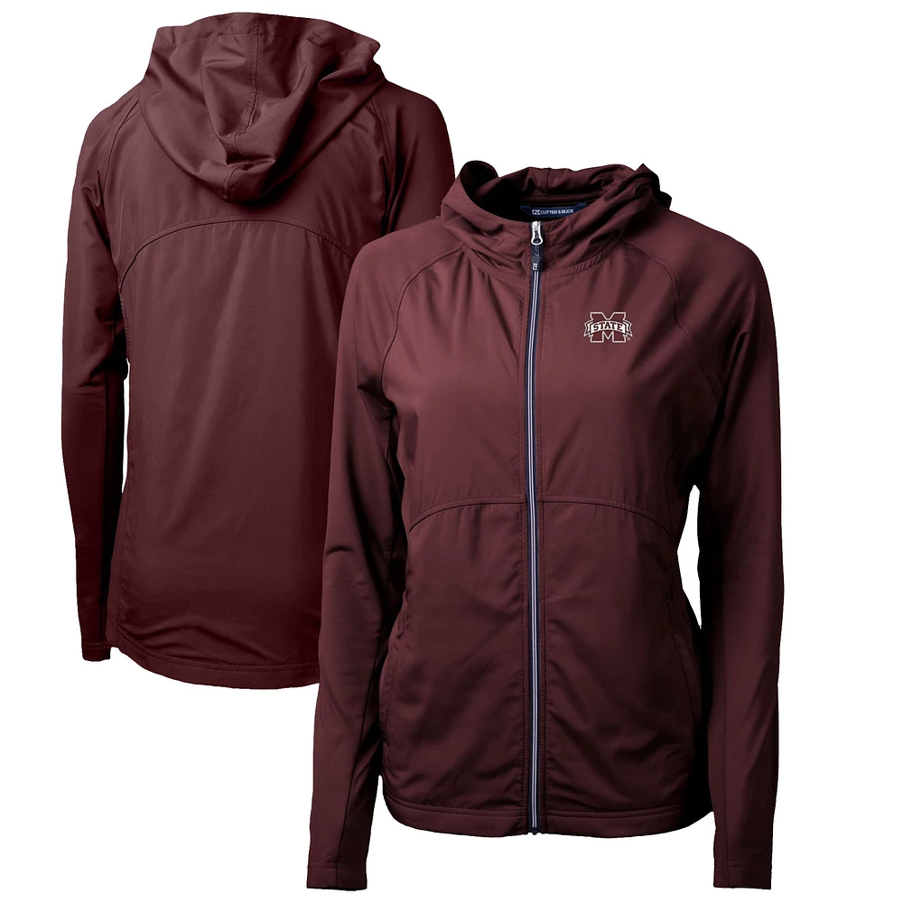 Women's Cutter & Buck Maroon Mississippi State Bulldogs Adapt Eco Knit Full-Zip Hoodie