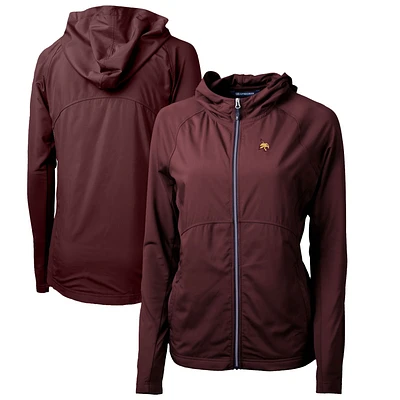 Women's Cutter & Buck Maroon Texas State Bobcats Adapt Eco Knit Full-Zip Hoodie
