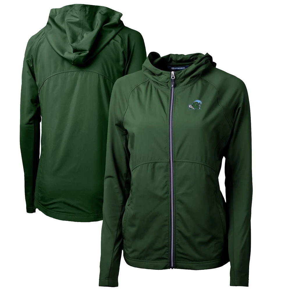 Women's Cutter & Buck Hunter Green Tulane Wave Adapt Eco Knit Full-Zip Hoodie