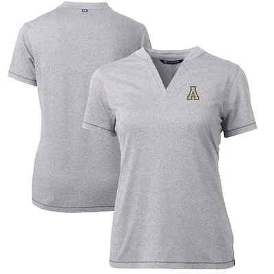 Women's Cutter & Buck Heather Gray Appalachian State Mountaineers Forge Blade V-Neck Top