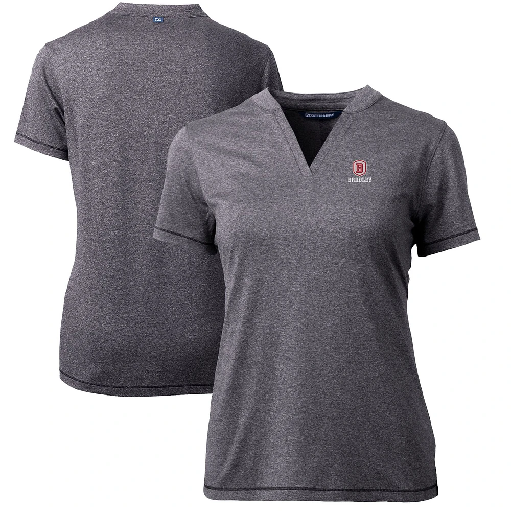 Women's Cutter & Buck Heather Charcoal Bradley Braves Forge Blade V-Neck Top