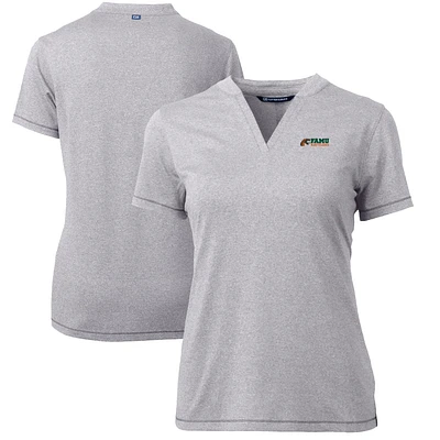 Women's Cutter & Buck Heather Gray Florida A&M Rattlers Forge Blade V-Neck Top