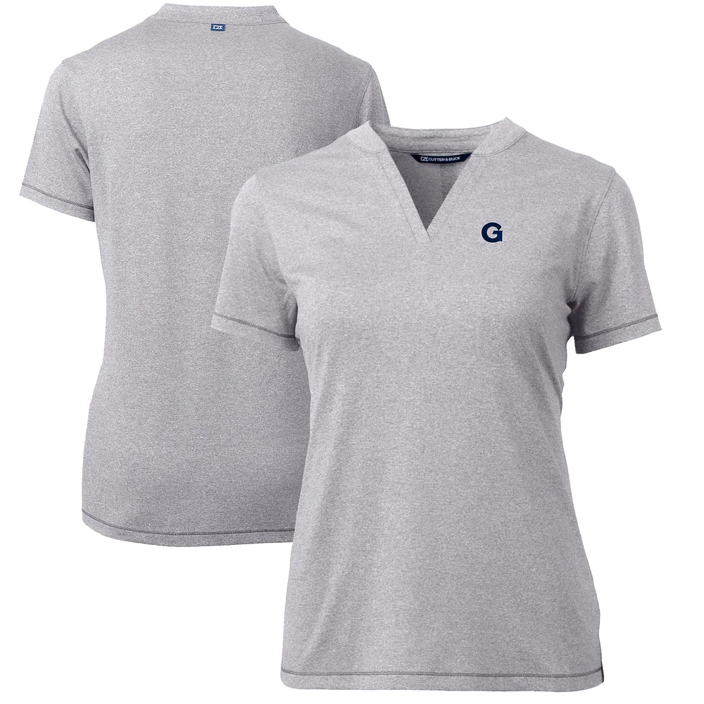 Women's Cutter & Buck Heather Gray Georgetown Hoyas Forge Blade V-Neck Top