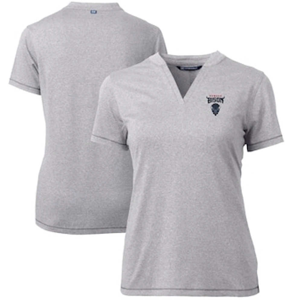 Women's Cutter & Buck Heather Gray Howard Bison Forge Blade V-Neck Top