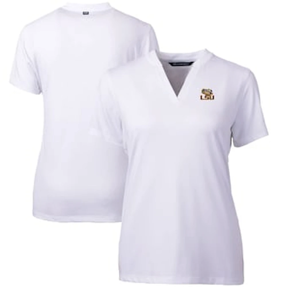 Women's Cutter & Buck White LSU Tigers Forge Blade V-Neck Top