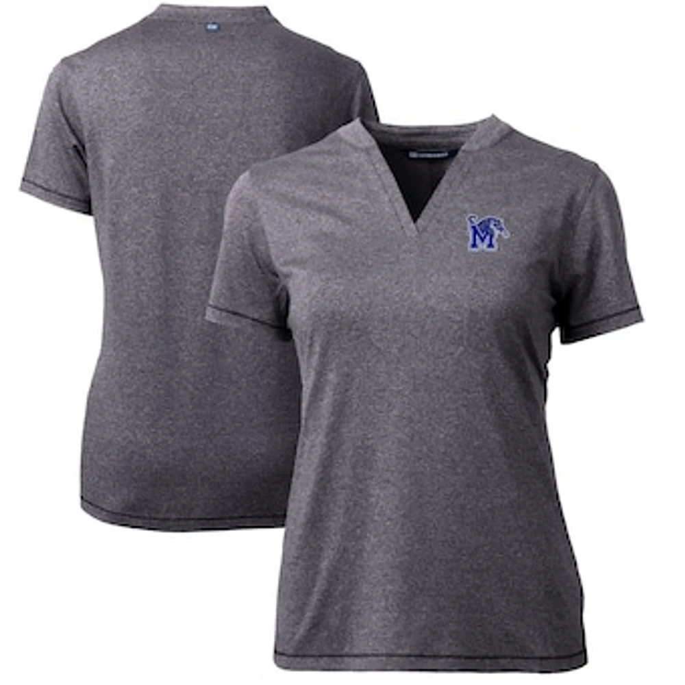 Women's Cutter & Buck Heather Charcoal Memphis Tigers Forge Blade V-Neck Top