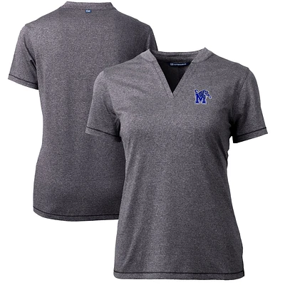Women's Cutter & Buck Heather Charcoal Memphis Tigers Forge Blade V-Neck Top