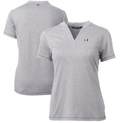 Women's Cutter & Buck Heather Gray Miami Hurricanes Forge Blade V-Neck Top
