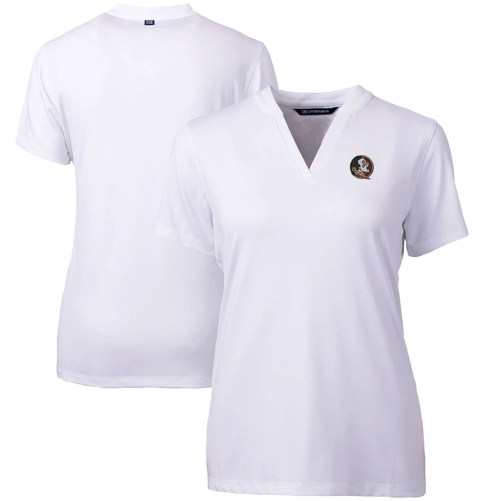 Women's Cutter & Buck White Florida State Seminoles Forge Blade V-Neck Top