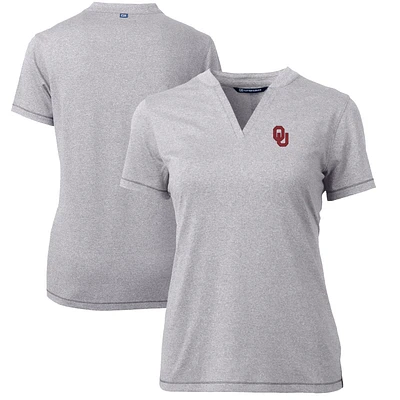 Women's Cutter & Buck Heather Gray Oklahoma Sooners Forge Blade V-Neck Top