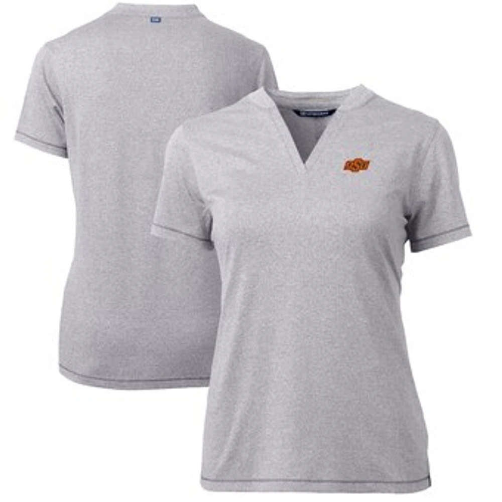 Women's Cutter & Buck Heather Gray Oklahoma State Cowboys Forge Blade V-Neck Top
