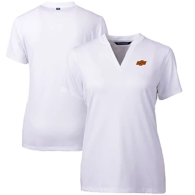 Women's Cutter & Buck White Oklahoma State Cowboys Forge Blade V-Neck Top