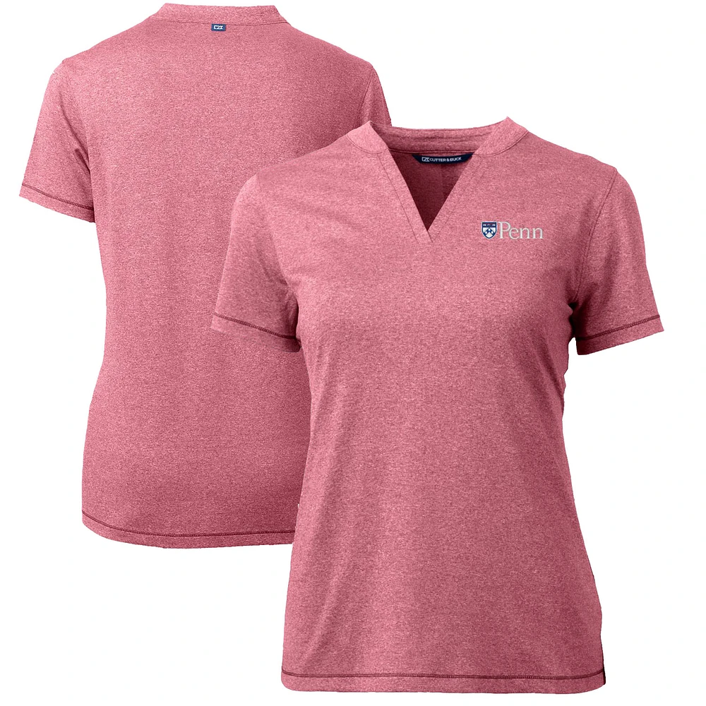 Women's Cutter & Buck Heather Pennsylvania Quakers Forge Blade V-Neck Top
