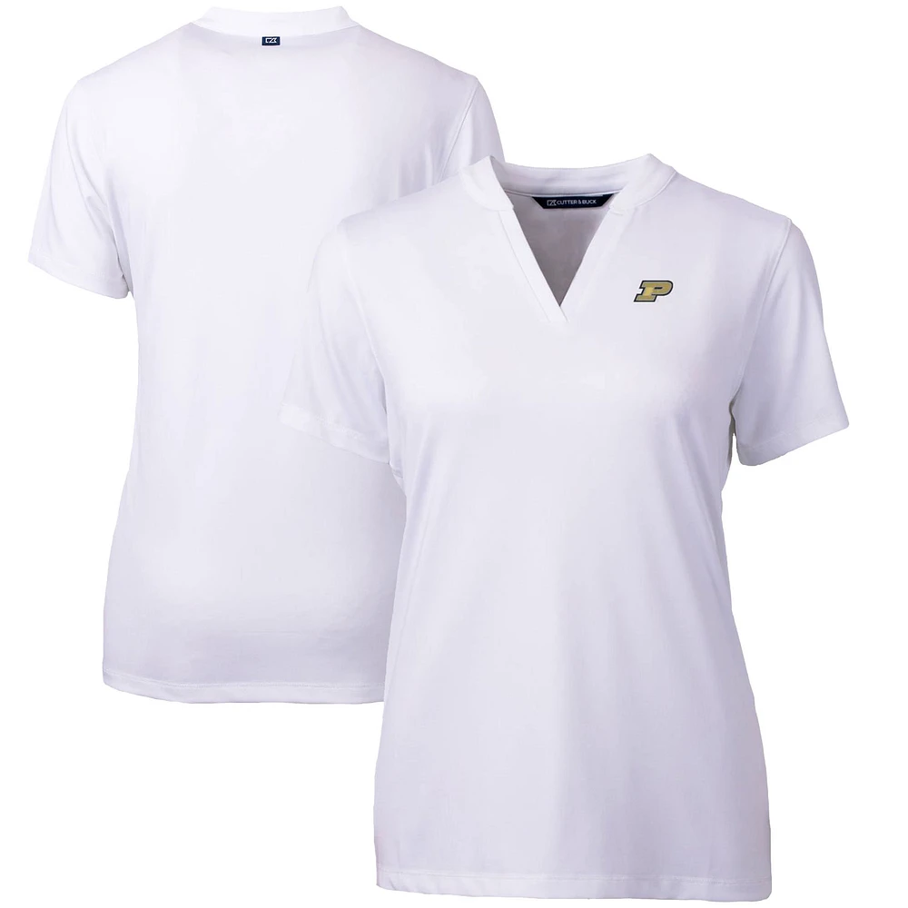 Women's Cutter & Buck White Purdue Boilermakers Forge Blade V-Neck Top