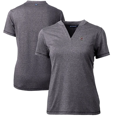 Women's Cutter & Buck Heather Charcoal South Carolina Gamecocks Forge Blade V-Neck Top