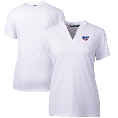 Women's Cutter & Buck White SMU Mustangs Forge Blade V-Neck Top