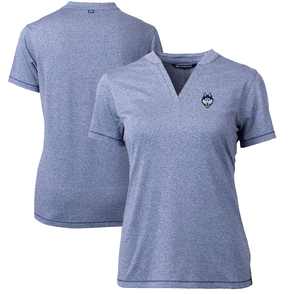 Women's Cutter & Buck Heather Blue UConn Huskies Forge Blade V-Neck Top