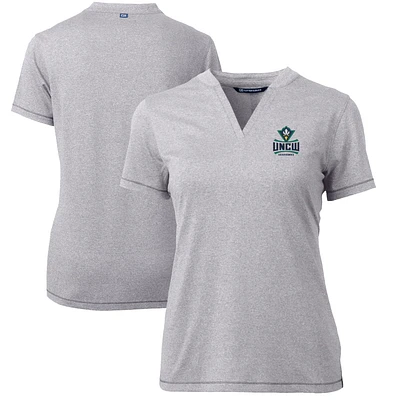 Women's Cutter & Buck Heather Gray UNC Wilmington Seahawks Forge Blade V-Neck Top