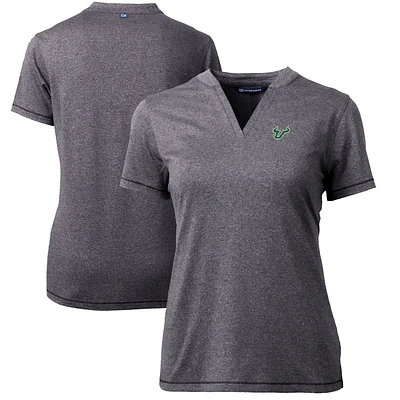 Women's Cutter & Buck Heather Charcoal South Florida Bulls Forge Blade V-Neck Top
