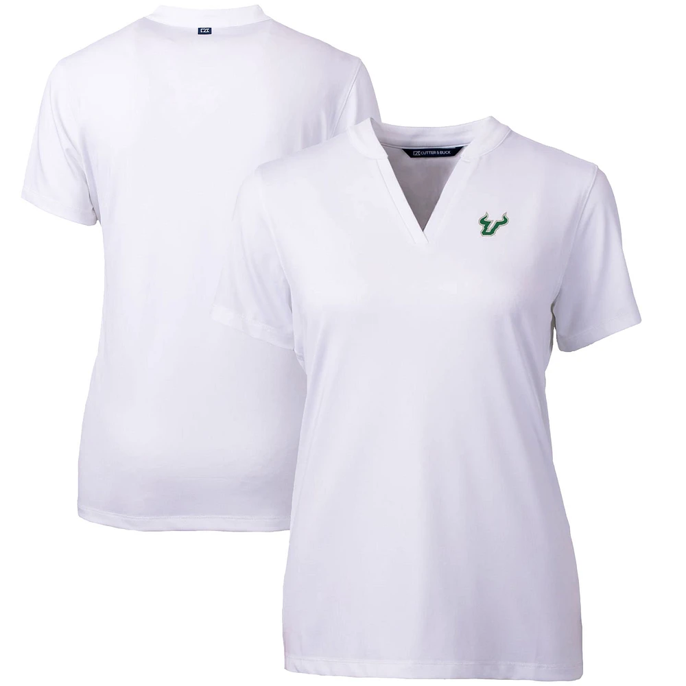 Women's Cutter & Buck White South Florida Bulls Forge Blade V-Neck Top
