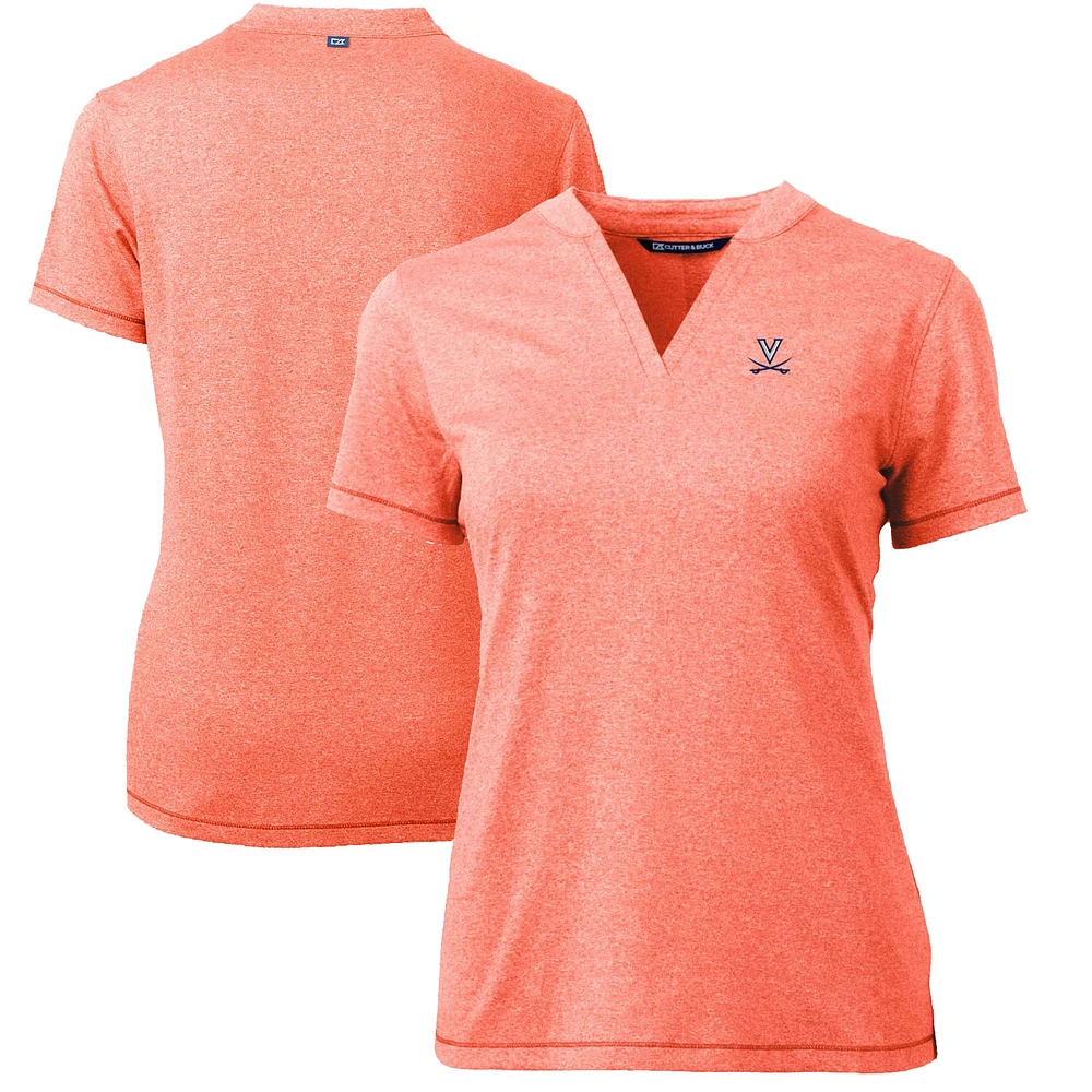 Women's Cutter & Buck Heather Orange Virginia Cavaliers Forge Blade V-Neck Top