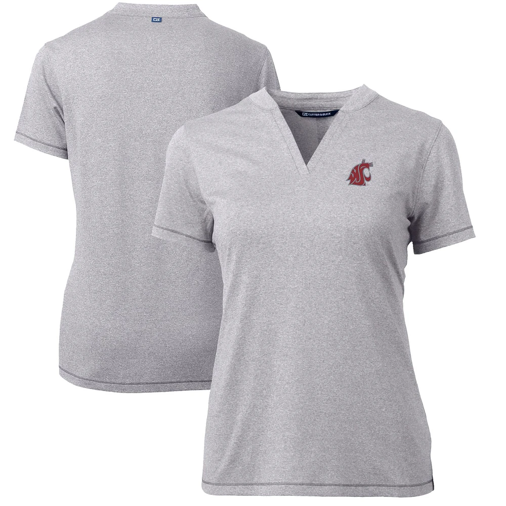 Women's Cutter & Buck Heather Gray Washington State Cougars Forge Blade V-Neck Top