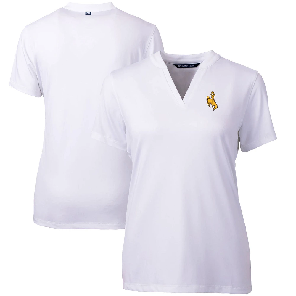 Women's Cutter & Buck White Wyoming Cowboys Forge Blade V-Neck Top