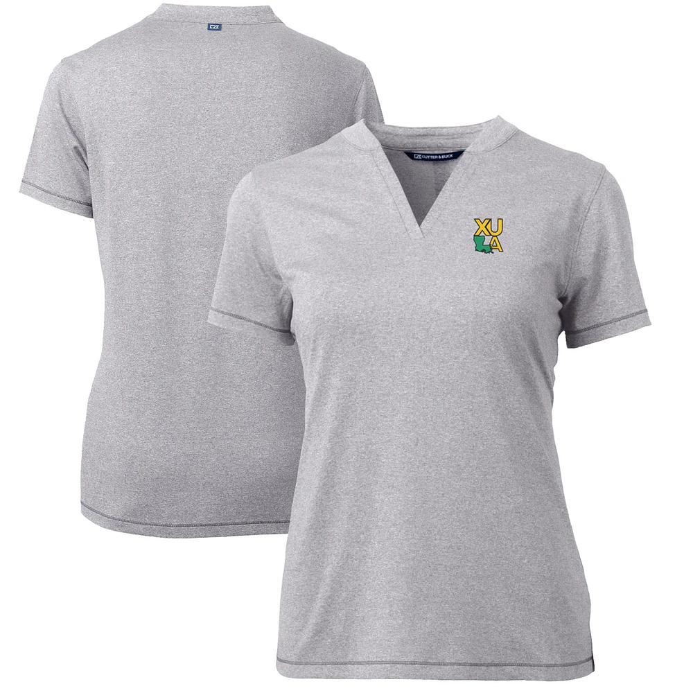 Women's Cutter & Buck Heather Gray XULA Gold Forge Blade V-Neck Top