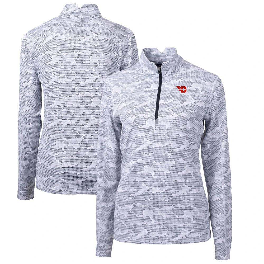 Women's Cutter & Buck Charcoal Dayton Flyers Traverse Camo Quarter-Zip Pullover Top