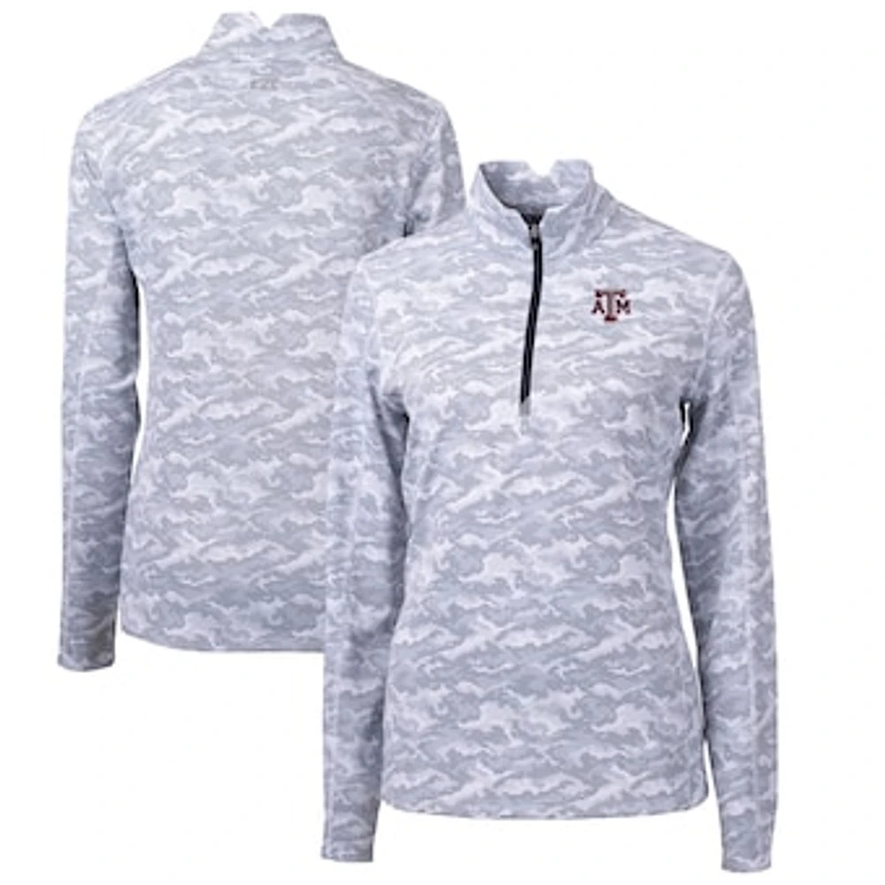 Women's Cutter & Buck Charcoal Texas A&M Aggies Traverse Camo Quarter-Zip Pullover Top