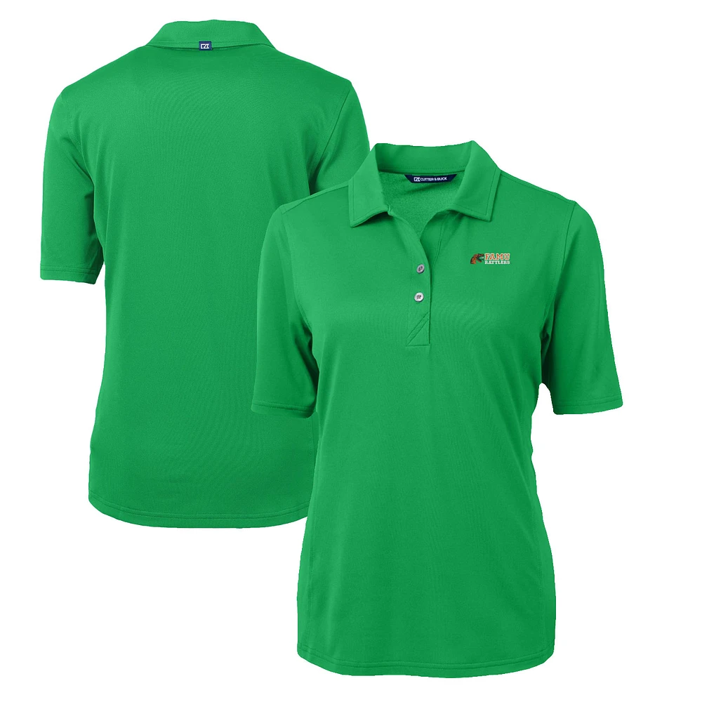 Women's Cutter & Buck Green Florida A&M Rattlers Virtue Eco Pique Recycled Polo
