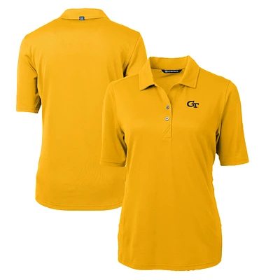 Women's Cutter & Buck Gold Georgia Tech Yellow Jackets Virtue Eco Pique Recycled Polo