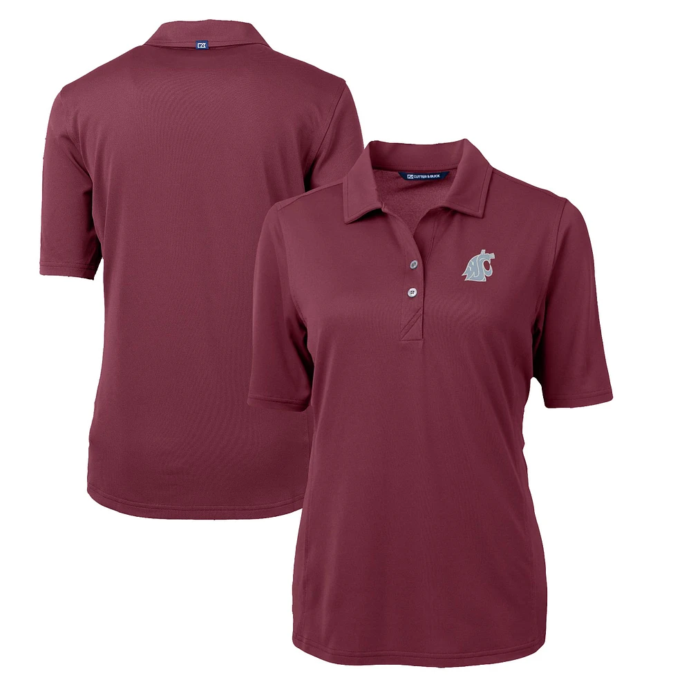 Women's Cutter & Buck Crimson Washington State Cougars Virtue Eco Pique Recycled Polo