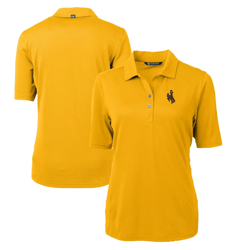 Women's Cutter & Buck Gold Wyoming Cowboys Virtue Eco Pique Recycled Polo